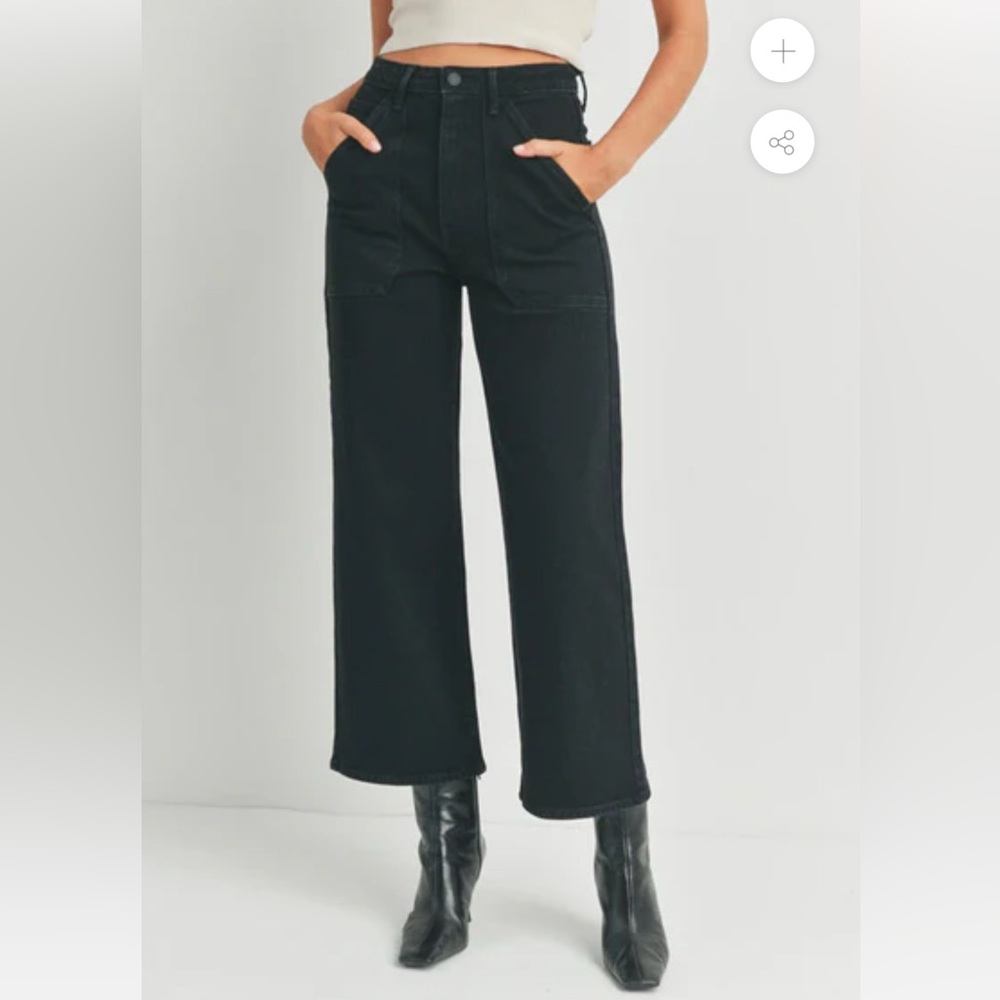 Just black wide leg high rise jeans